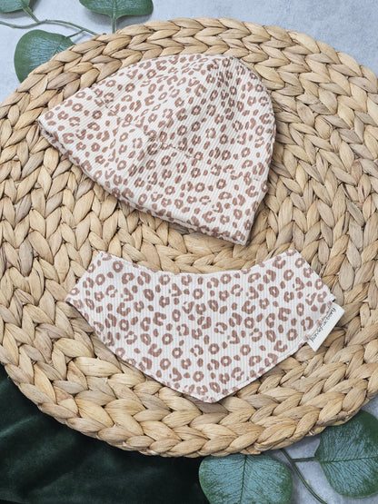Kindermütze mit Leopardenmotiv einzeln oder im Set mit Halstuch