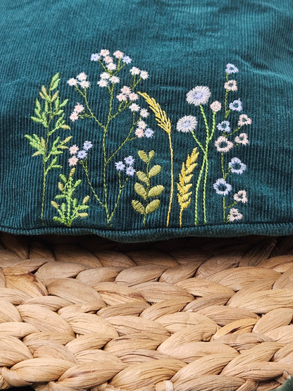 Gürteltasche petrol mit Wildblumenmotiv