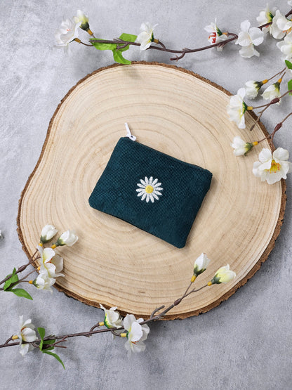 Mini Portemonnaie mit Gänseblümchenstickerei