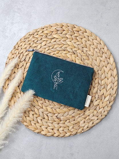 Kosmetiktasche Feincord mit Mondstickerei