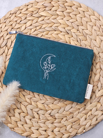 Kosmetiktasche Feincord mit Mondstickerei