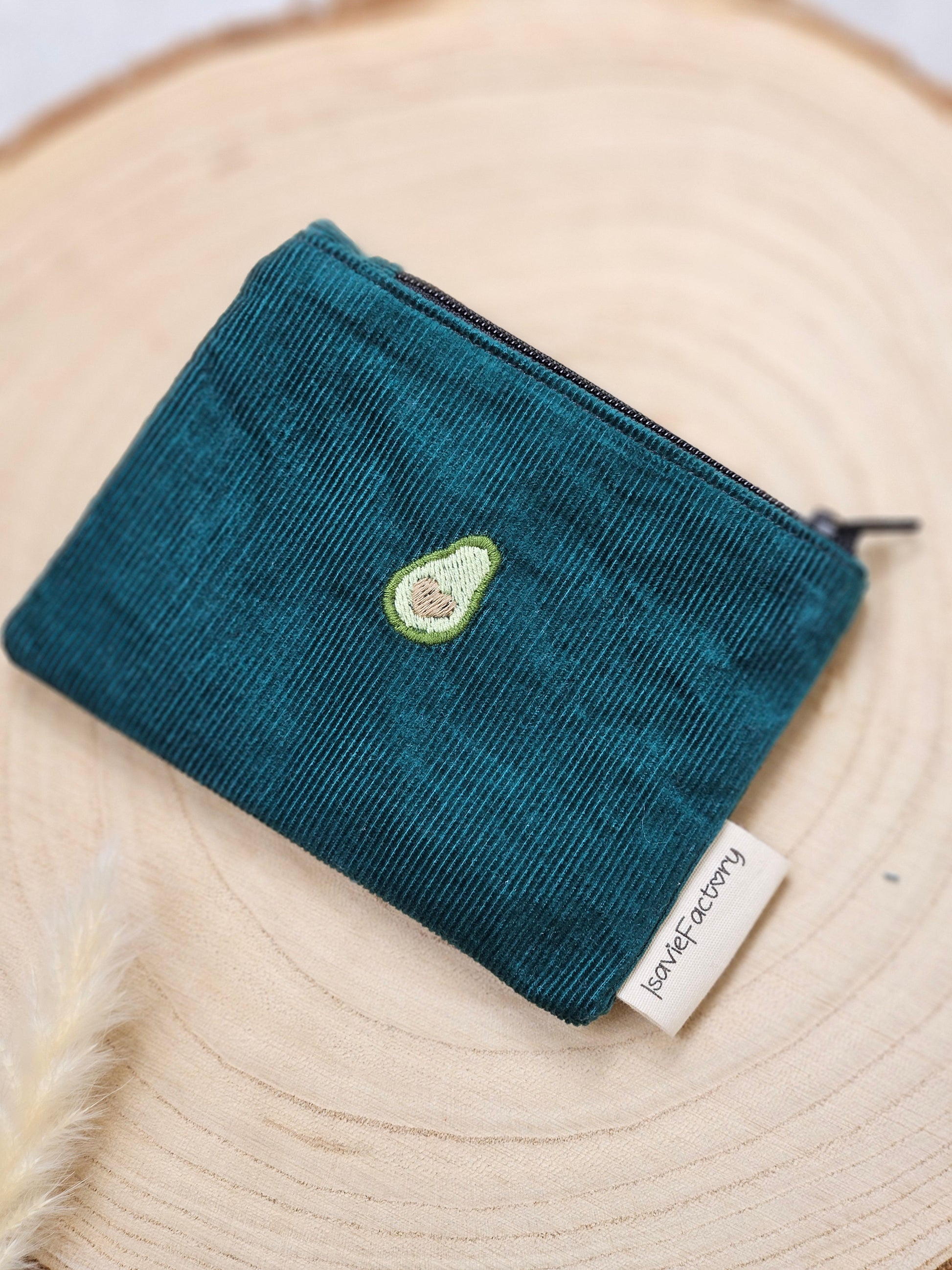 Handgemachter Bio Geldbeutel mit Avocadomotiv