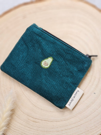 Handgemachter Bio Geldbeutel mit Avocadomotiv