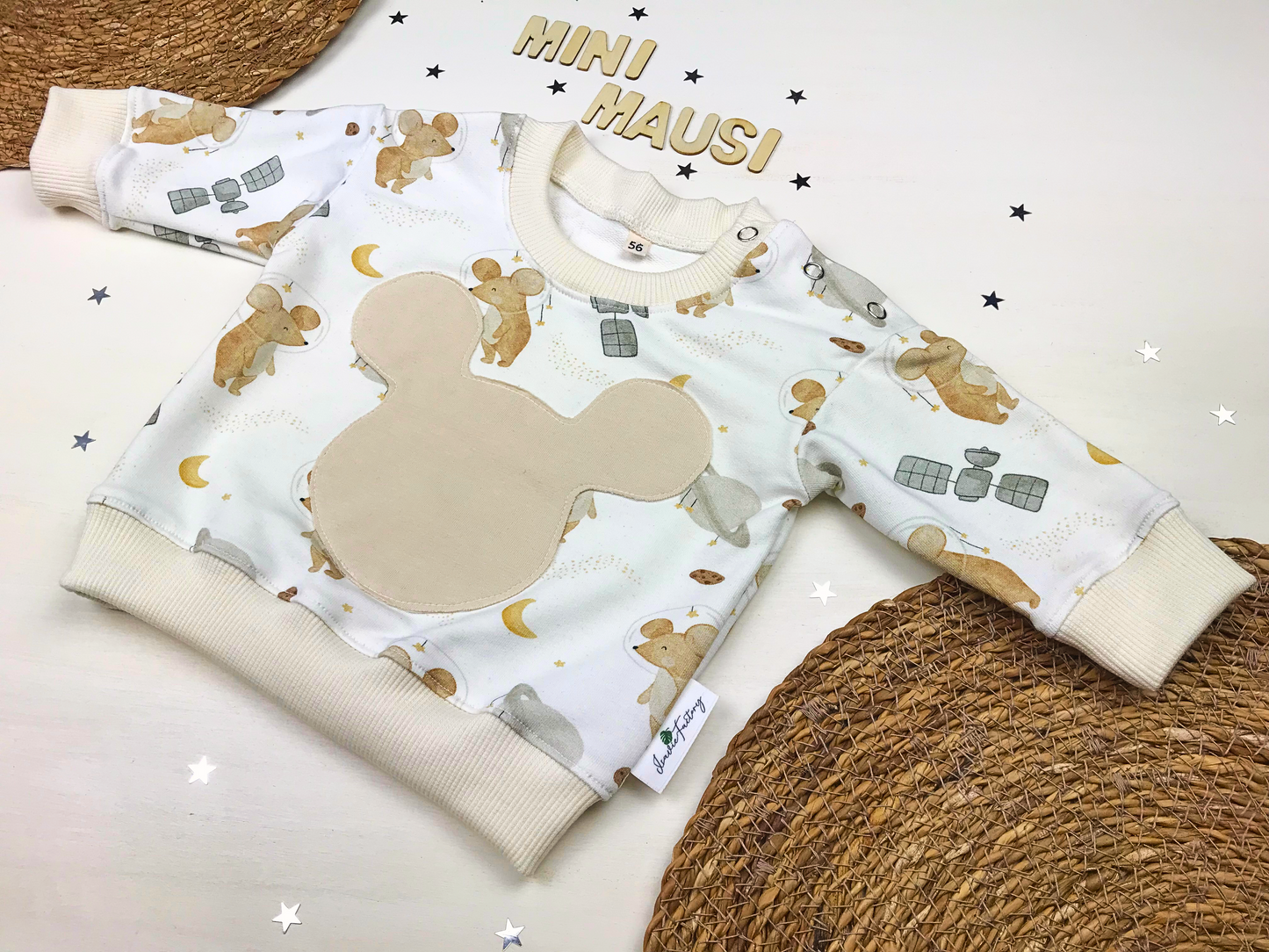 Kinderpullover Maus im Weltall