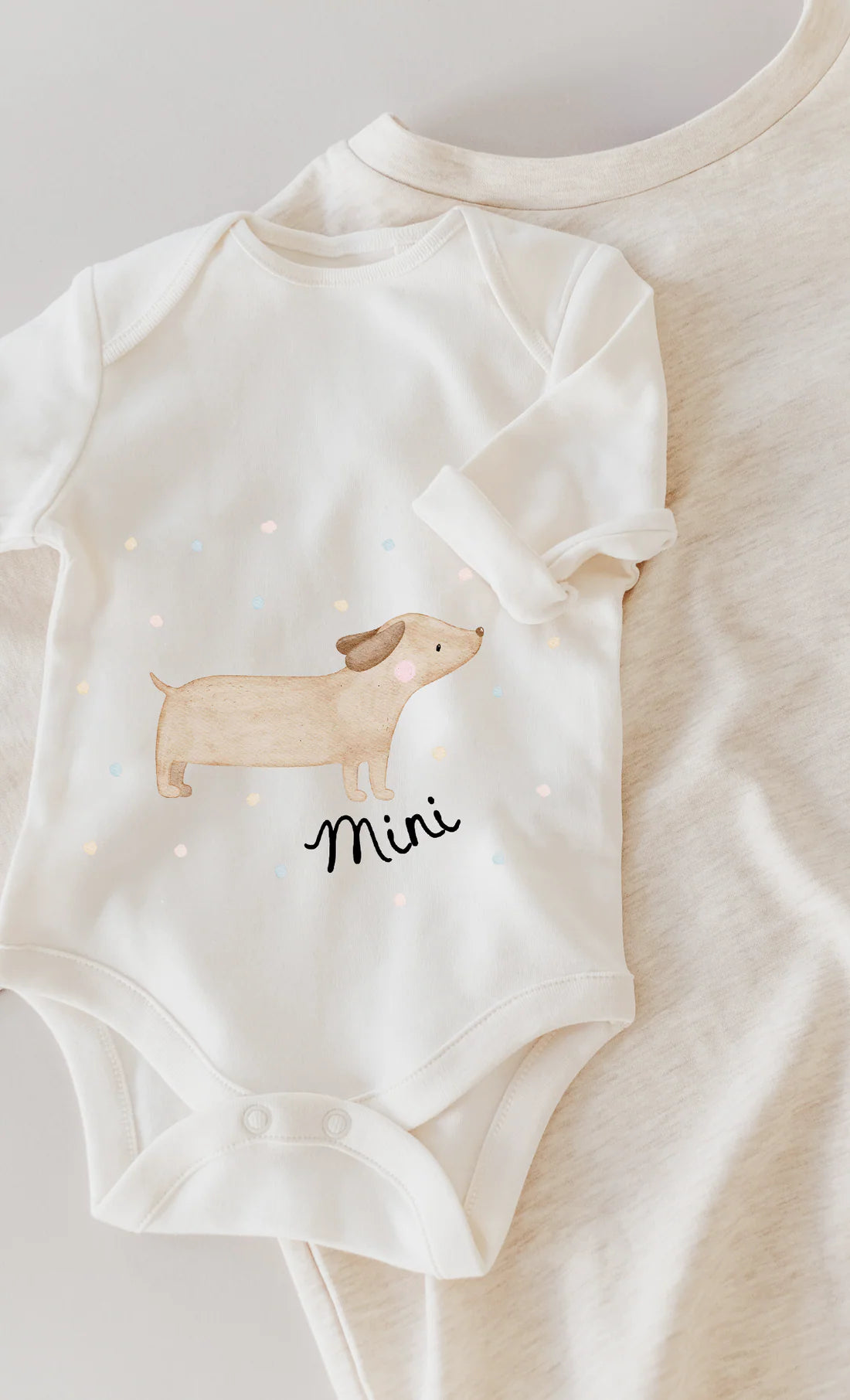 Hier sieht man das Bild zum Aufbügeln, wie es auf einem Babybody aussehen könnte. So kann man günstig die Kleidung seiner Kinder aufwerten.
