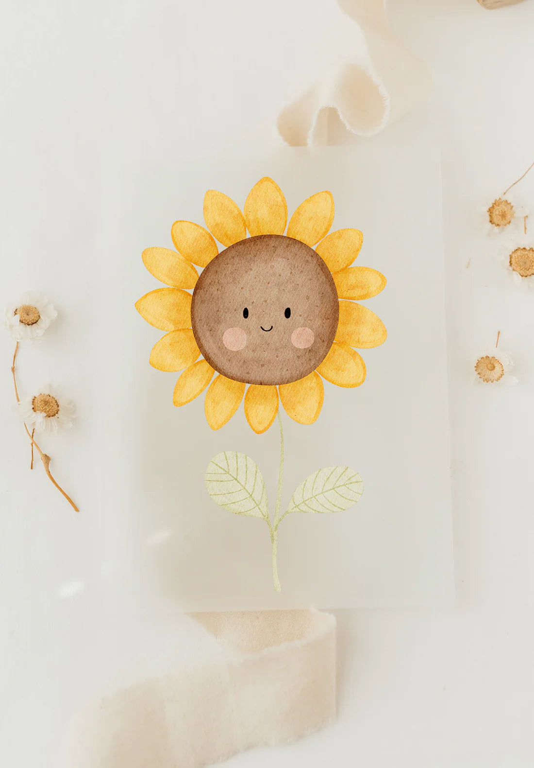 Kleine Sonnenblume mit Gesicht zum aufbügeln, passend dazu Kinderleggings mit diesem Motiv
